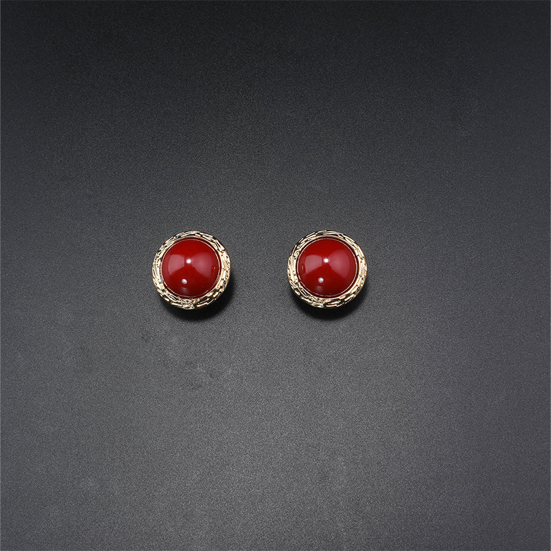 Elegant Red Stone Gold Tassel Jewelry Set for Formal Dinners