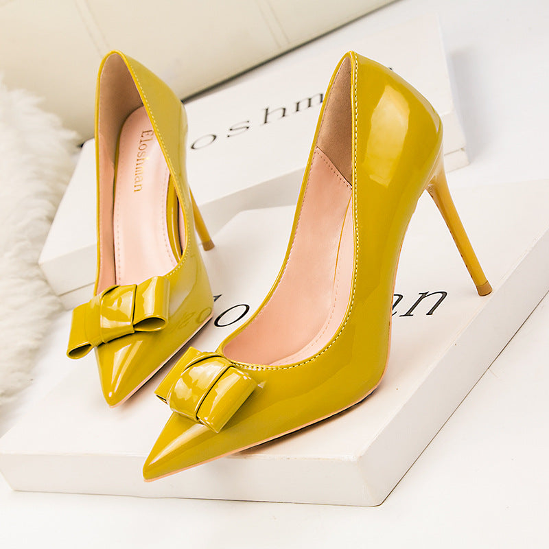 Fashion bow sexy pointed high heels