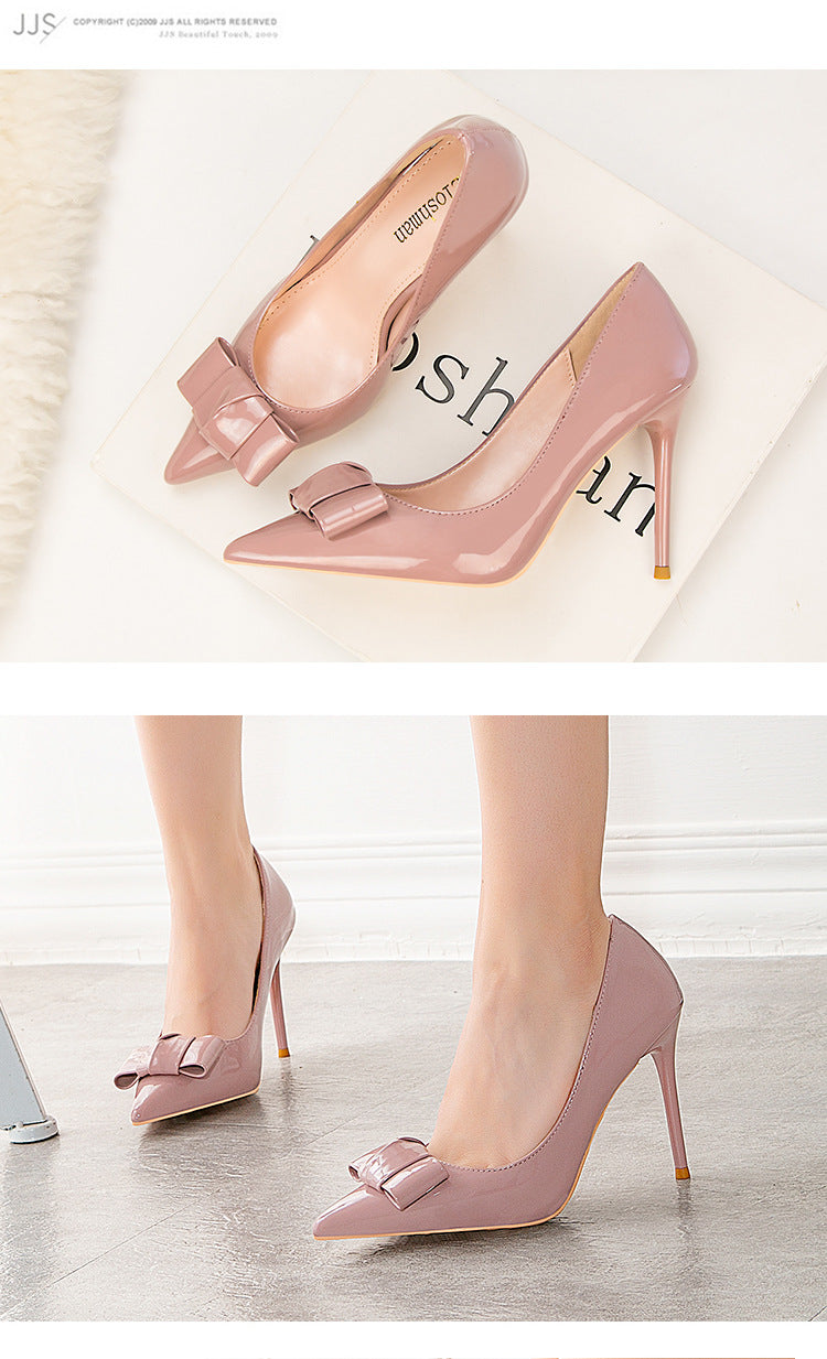 Fashion bow sexy pointed high heels