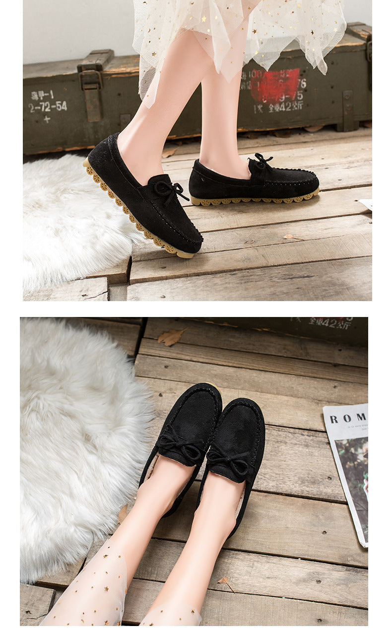 Classic beef tendon soft sole velvet lazy casual shoes