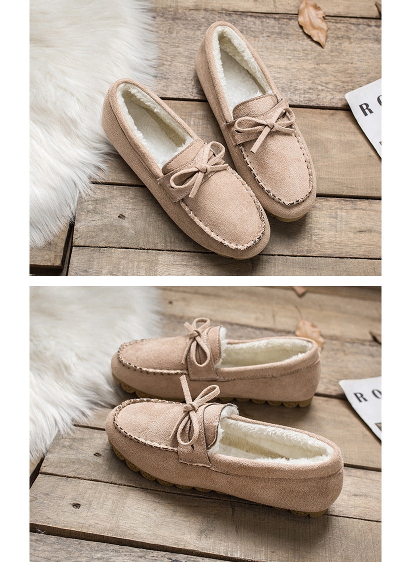 Classic beef tendon soft sole velvet lazy casual shoes