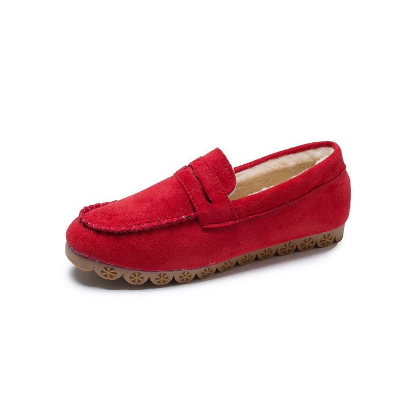 Winter beef tendon velvet flat loafers