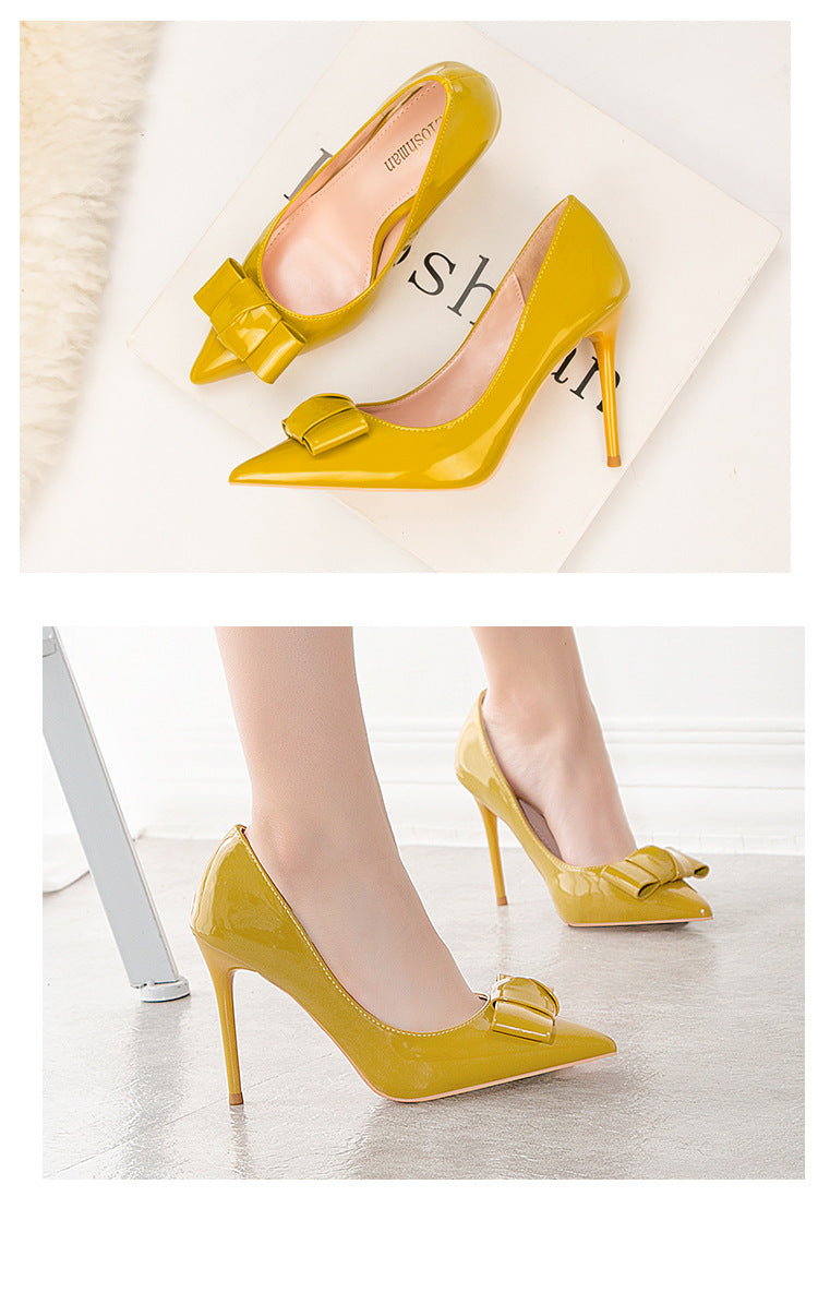 Fashion bow sexy pointed high heels