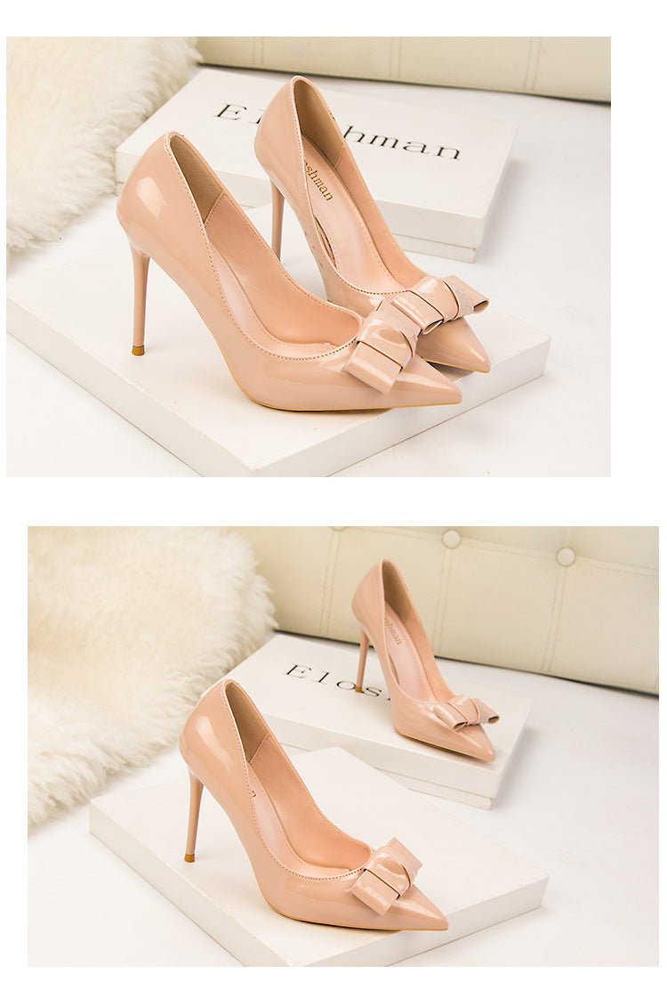 Fashion bow sexy pointed high heels