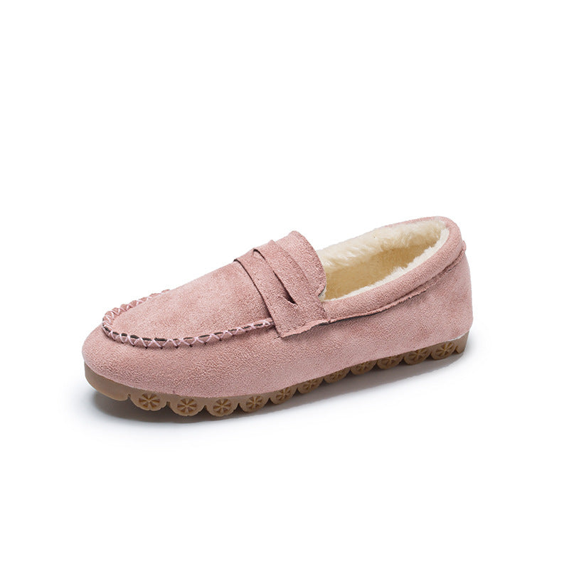 Winter beef tendon velvet flat loafers