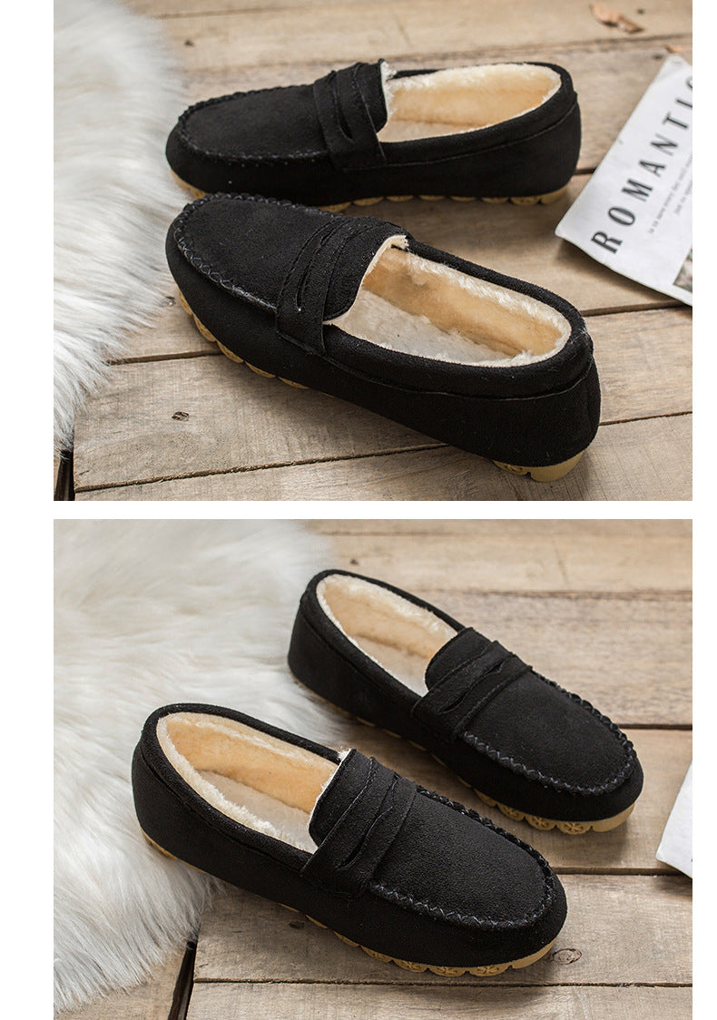 Winter beef tendon velvet flat loafers