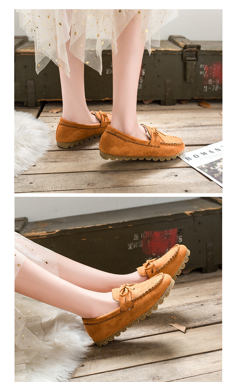 Classic beef tendon soft sole velvet lazy casual shoes