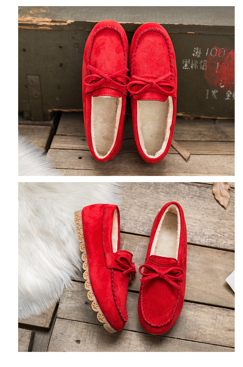 Classic beef tendon soft sole velvet lazy casual shoes