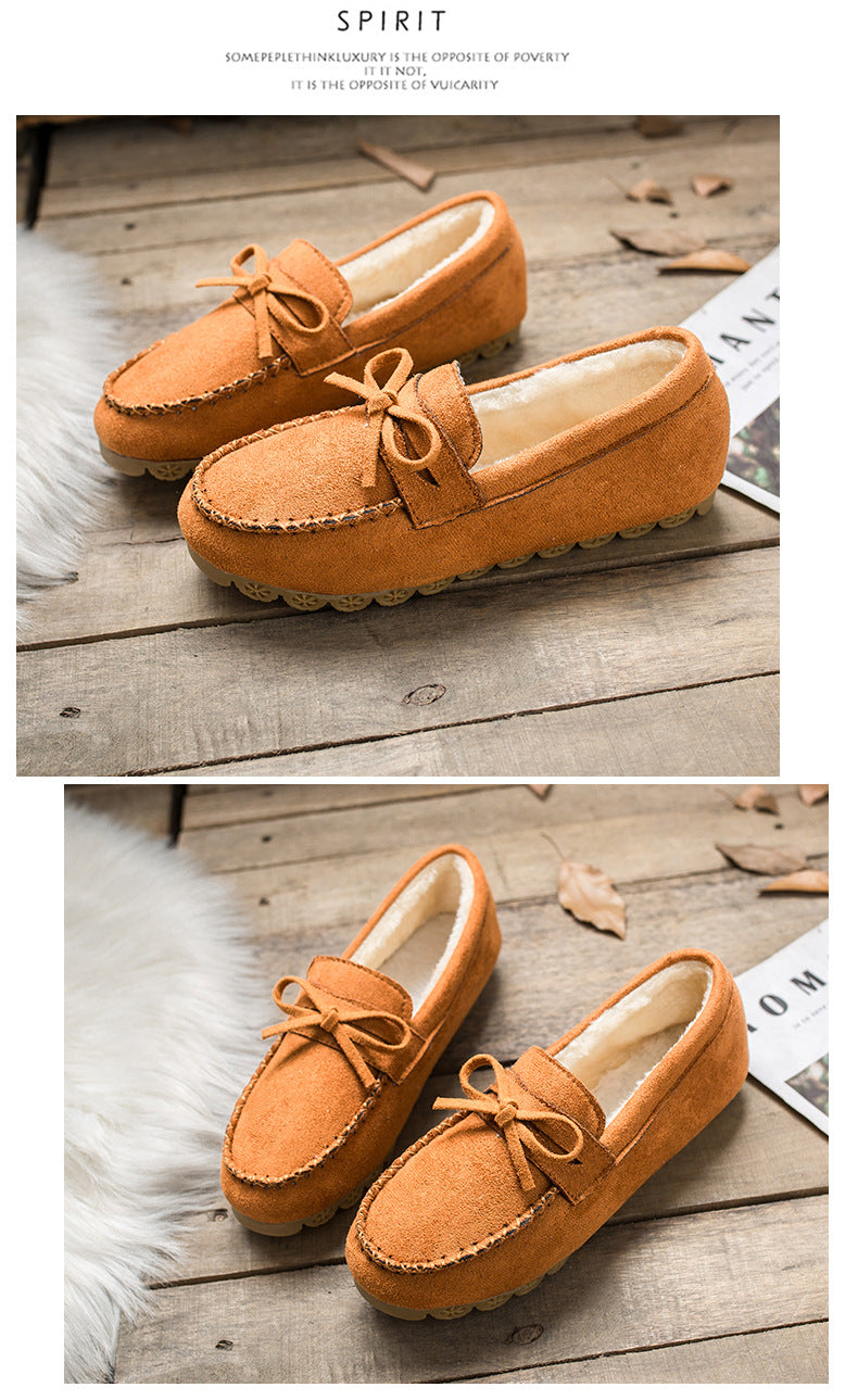 Classic beef tendon soft sole velvet lazy casual shoes