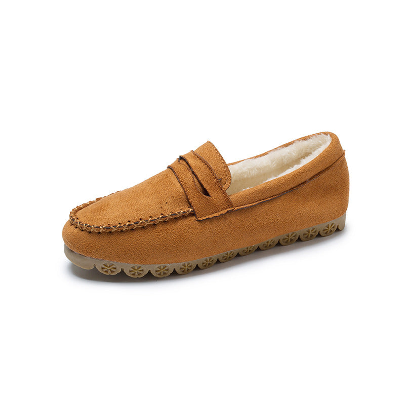 Winter beef tendon velvet flat loafers