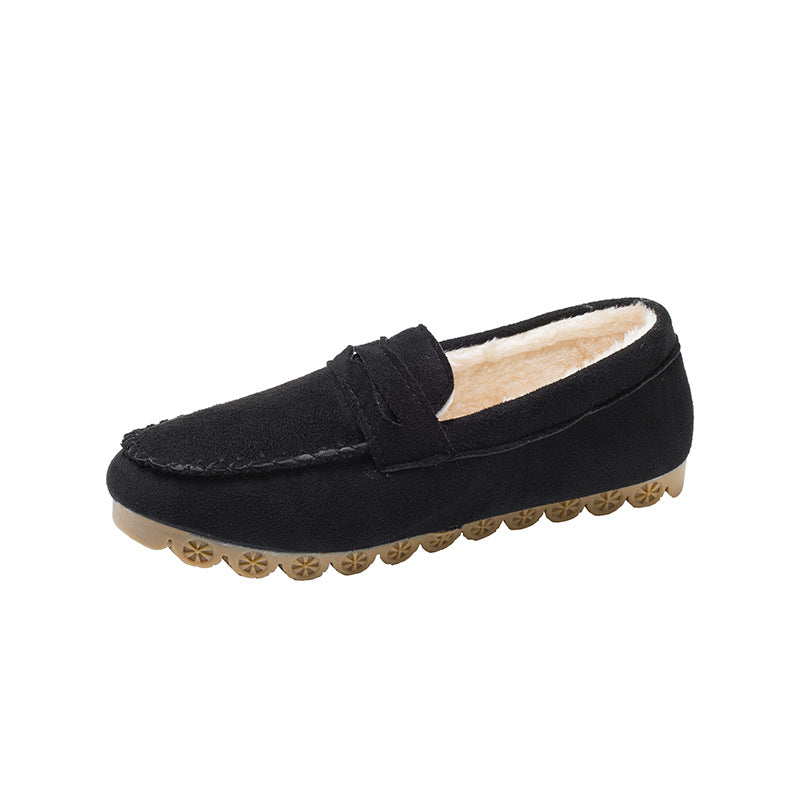 Winter beef tendon velvet flat loafers