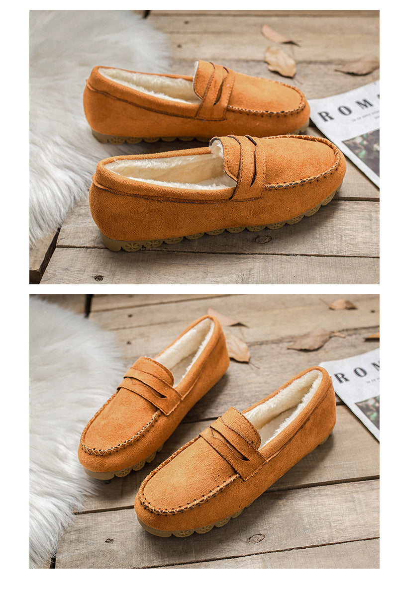 Winter beef tendon velvet flat loafers