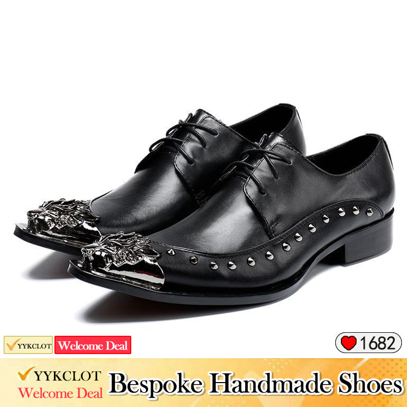 Black fashion studded dress shoes Men's party shoes