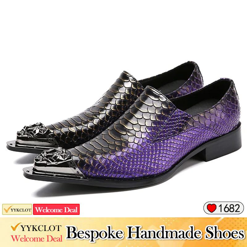 Purple serpentine men dress shoes Men's stage shoes