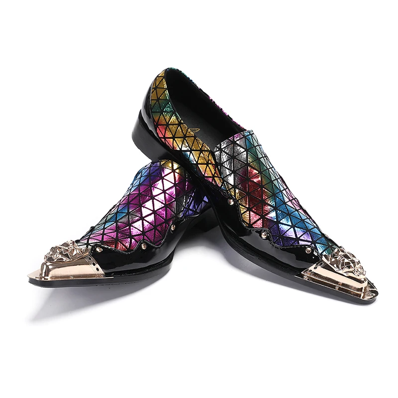 Men's luxury colorful sequined men's business pointy dress shoes