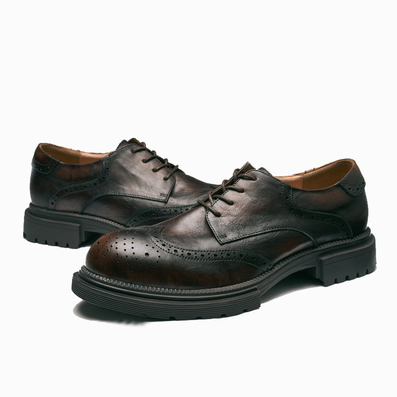 Brown men's fashionable genuine leather business casual shoes