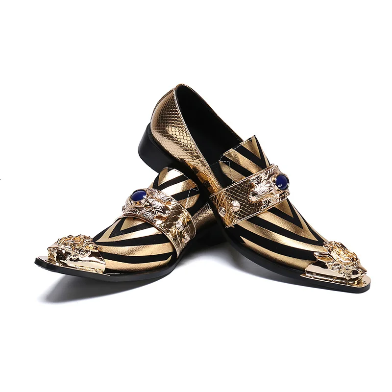 Gold stylish retro party shoes Men's dress shoes