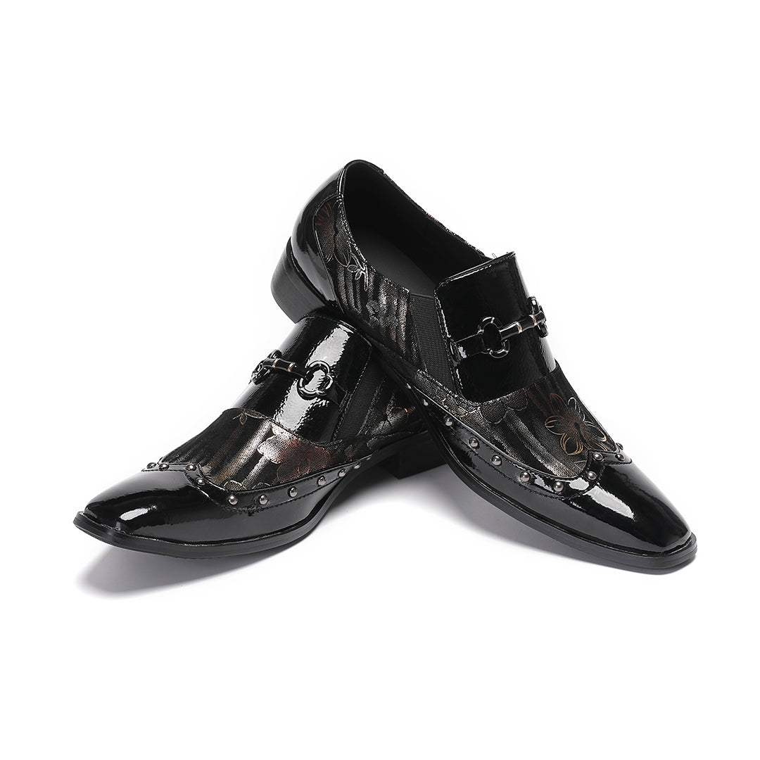 Black leather men's party shoes Party dress shoes