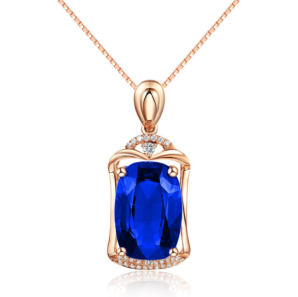 18K Rose Ruby Colored Treasure Pendant Necklace