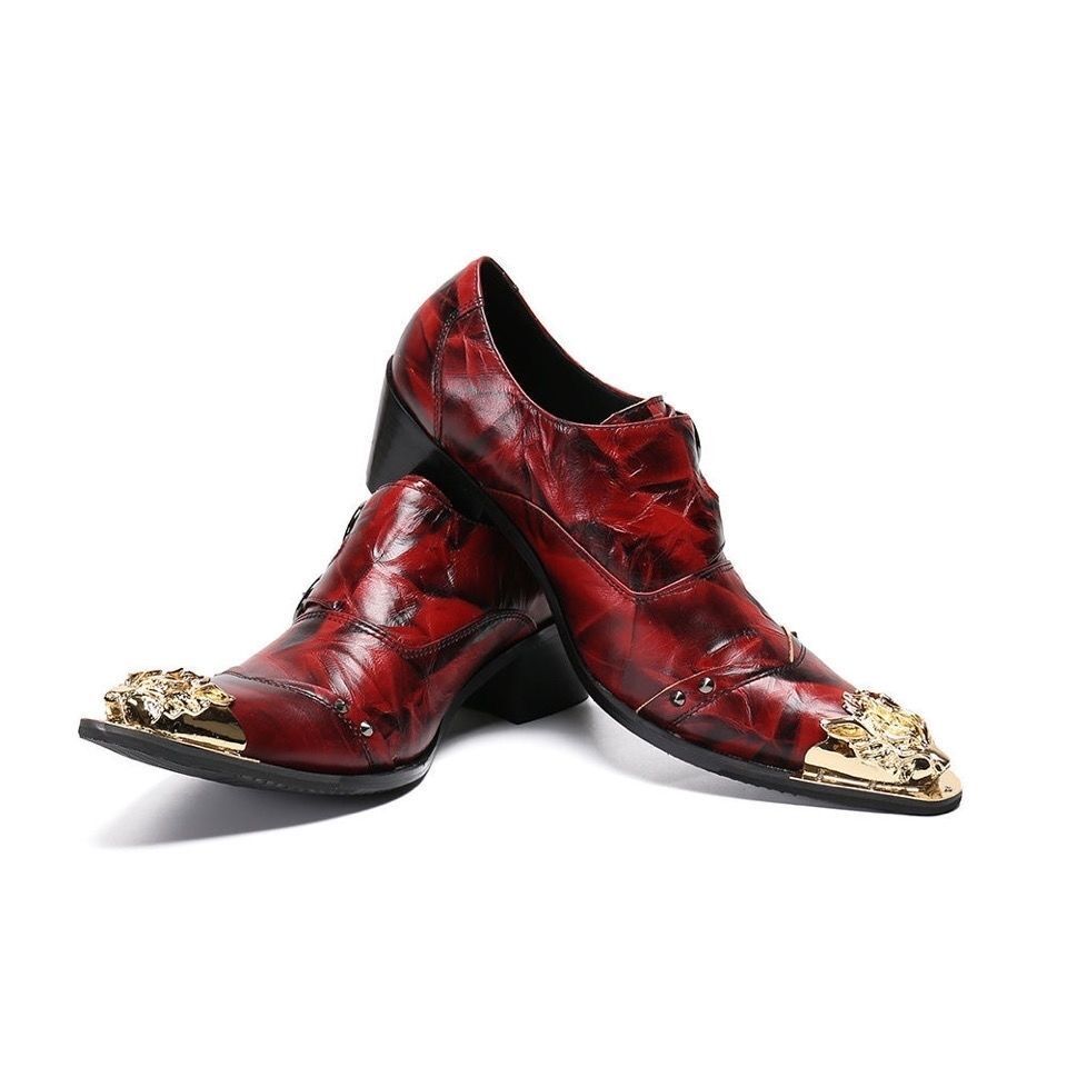 Red serpentine punk party shoes men's high-heeled dress shoes