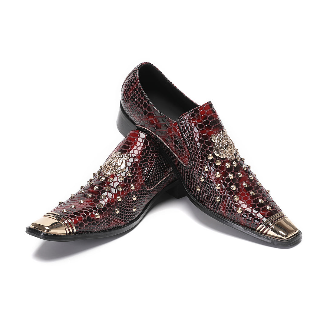 Wine red high-end custom men's business shoes Fashion dress shoes