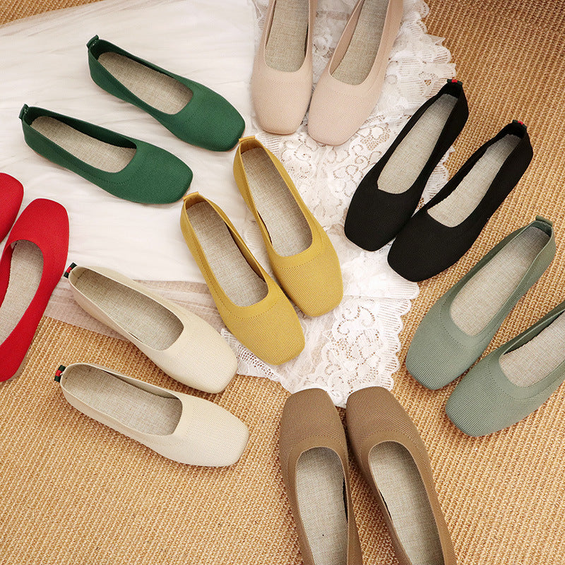 Women's Fashion Knitted Flat Casual Shoes