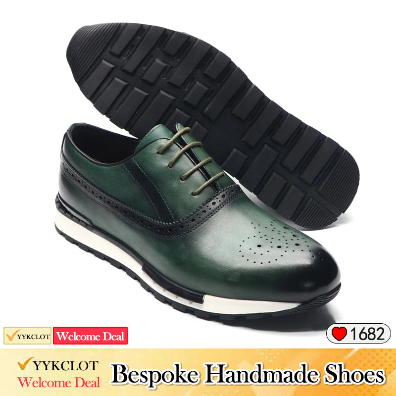 Black classic men's casual leather shoes Luxury handmade brogues