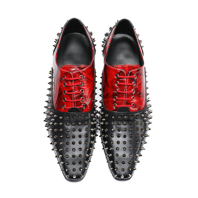 Hand-studded lace-up party shoes men's flash dress shoes