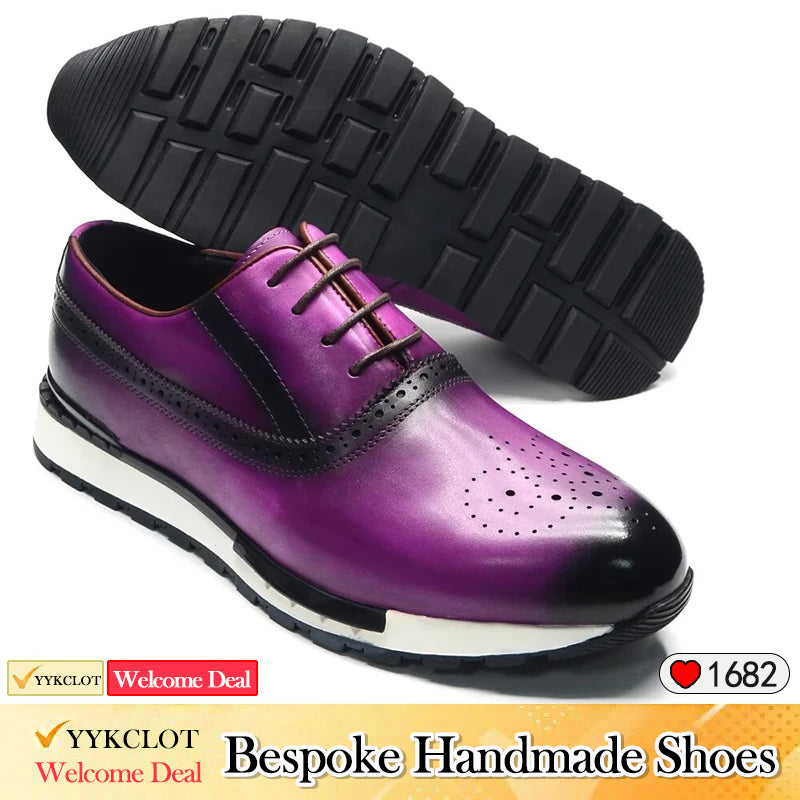 Black classic men's casual leather shoes Luxury handmade brogues