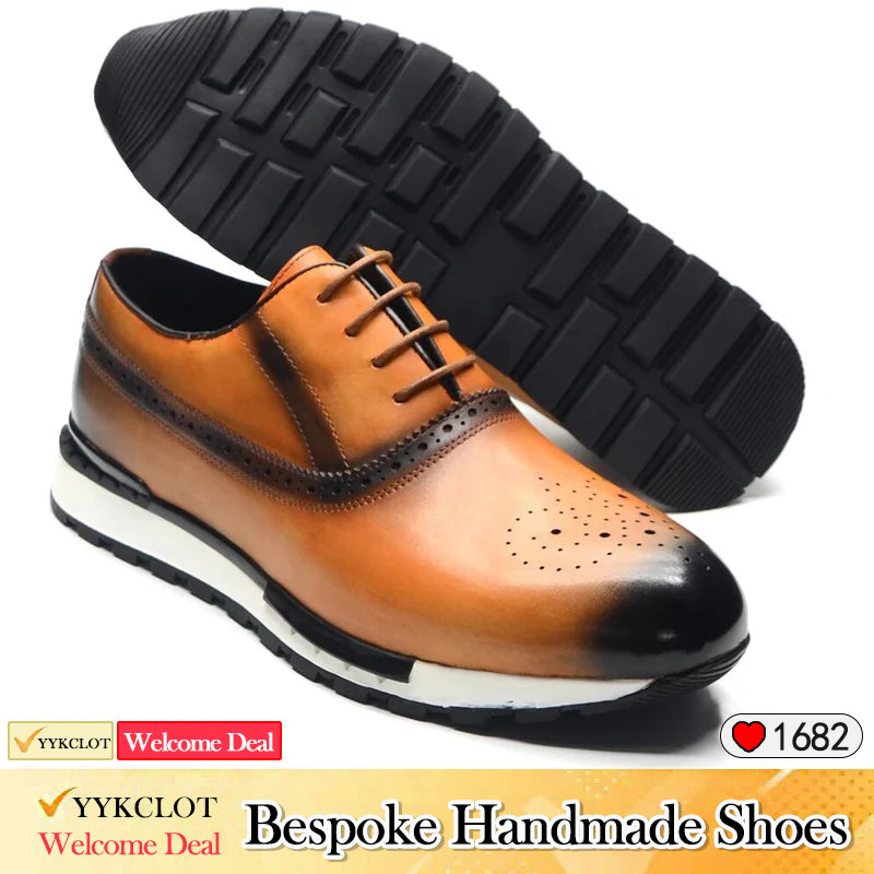 Black classic men's casual leather shoes Luxury handmade brogues