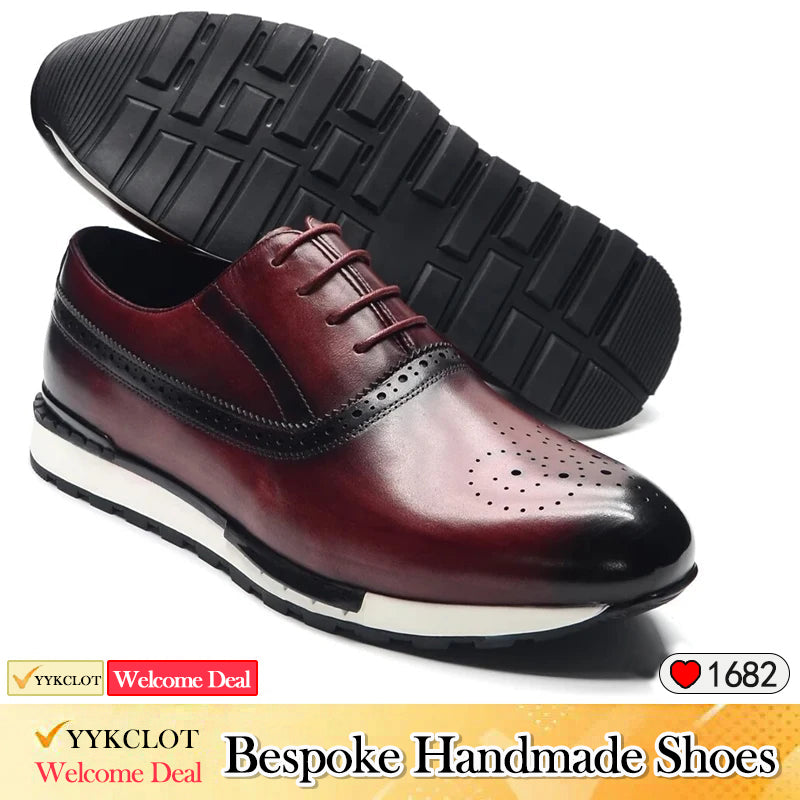 Black classic men's casual leather shoes Luxury handmade brogues