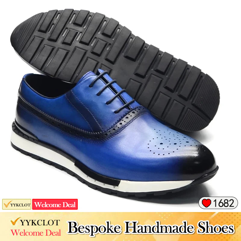 Blue leather men's sneakers Fashion business casual shoes