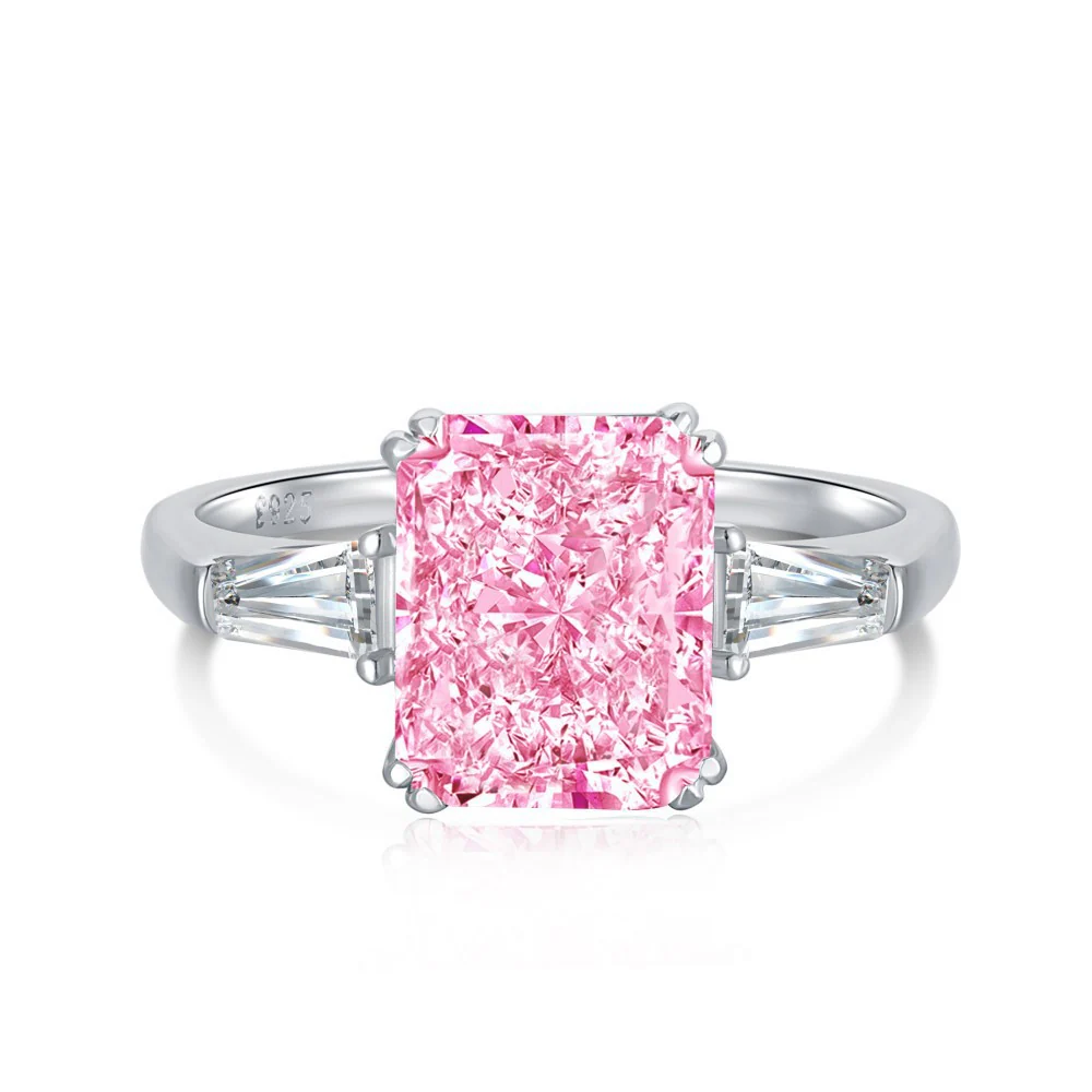 Sterling Silver Rose Gold Pink Diamond Ring