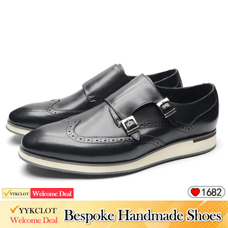 Black fashion men's casual shoes Business Brock flats