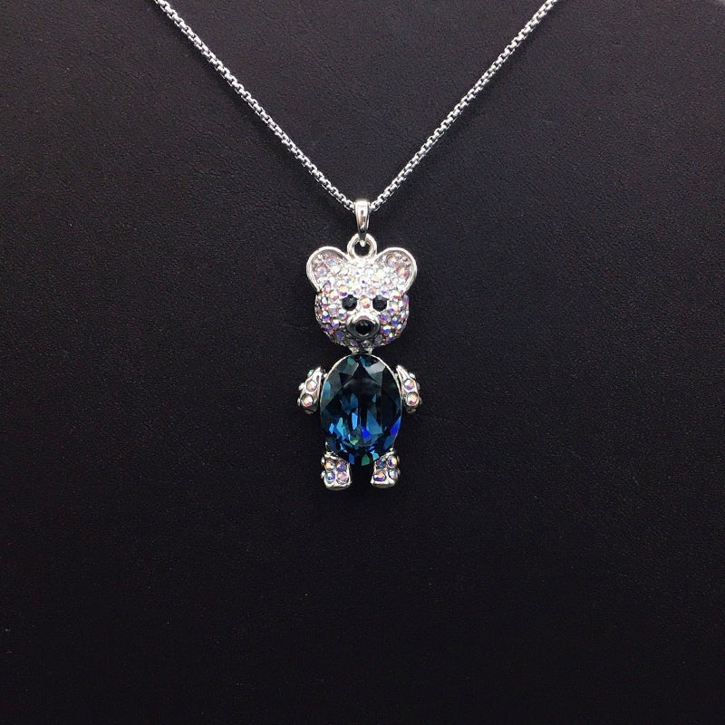 Luxury - Look Silver Teddy Bear Pendant Necklace for Holiday Gifting