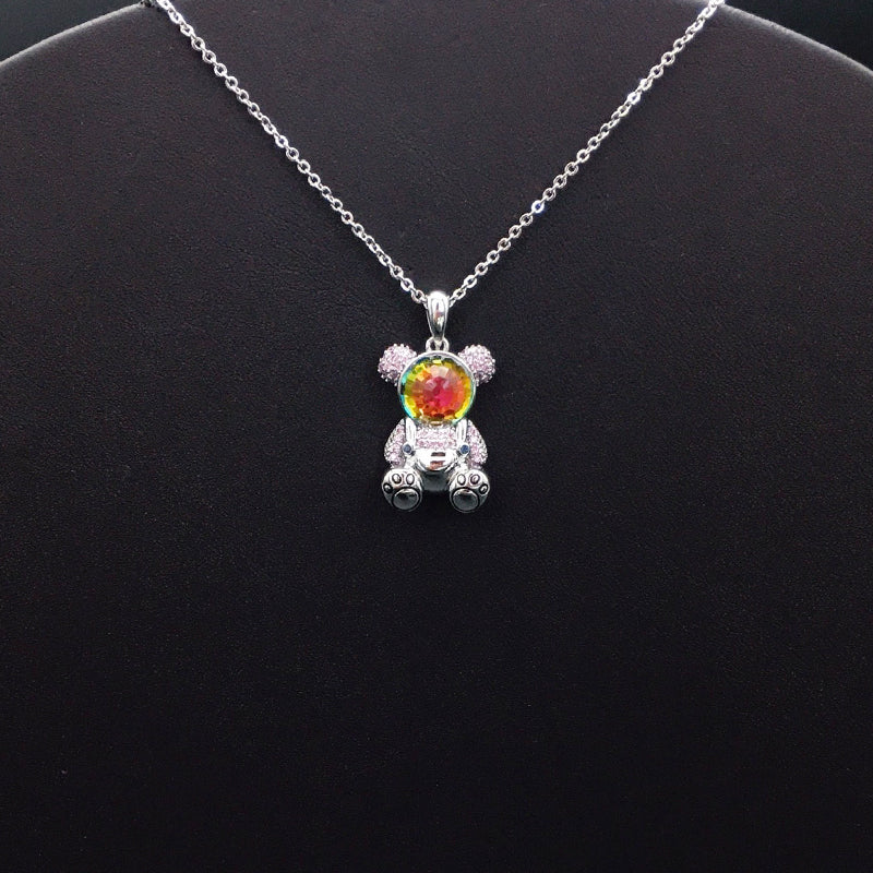 Dazzling Silver and Pink Crystal Teddy Bear Jewelry for Special Occasions