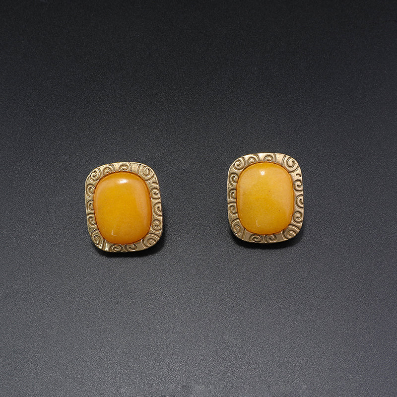 Chic Gold Jewelry Set with Intricate Yellow Stone Accents for Daily Elegance