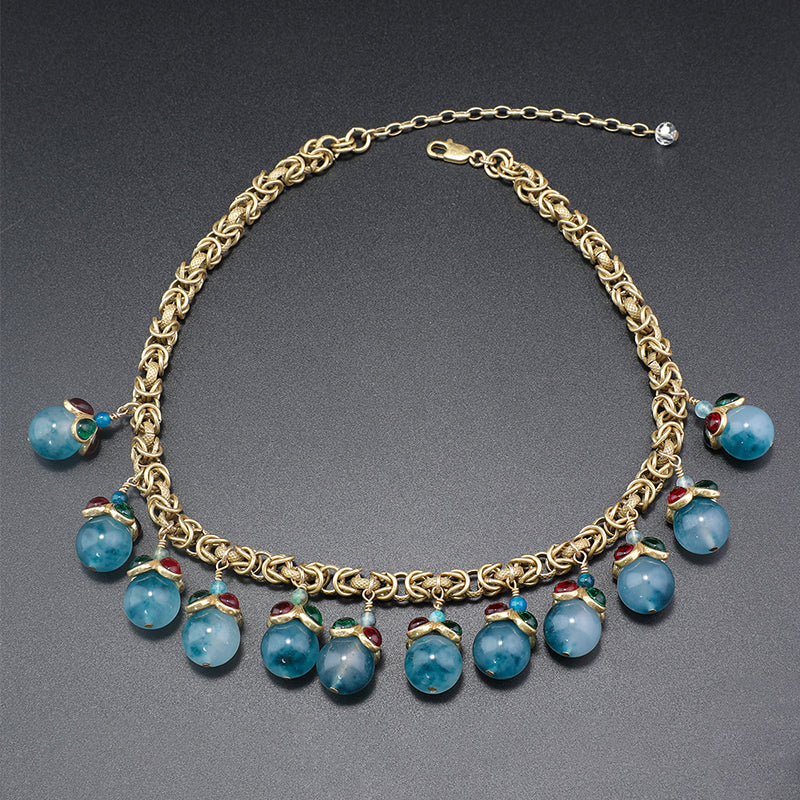 Chic Gold Jewelry Ensemble with Blue Stone Accents for Daily Sophistication