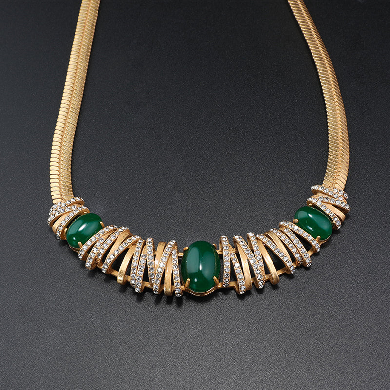 Elegant Gold & Green Onyx Jewelry Set for High - Profile Galas