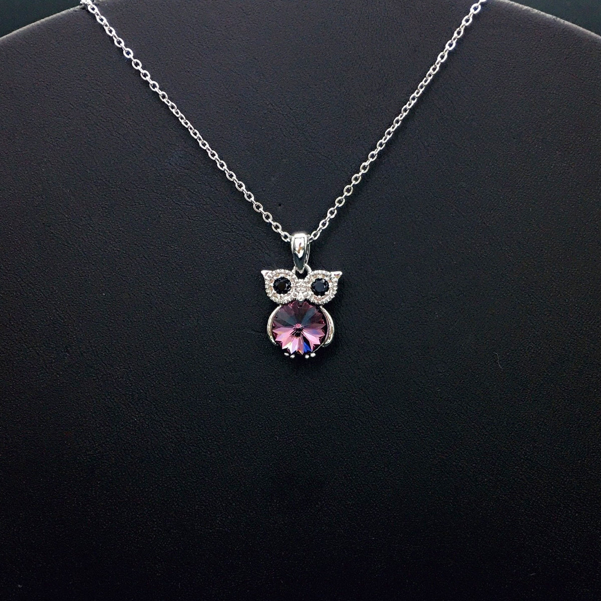 Cute Owl Blue Crystal Necklace with Sparkling Accents for Daily Chic