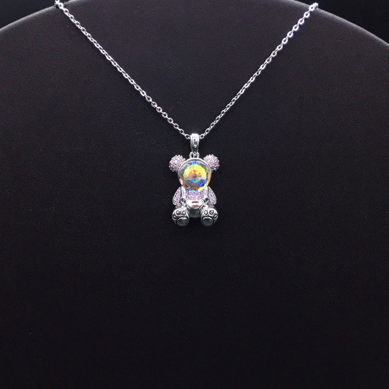 Dazzling Silver and Pink Crystal Teddy Bear Jewelry for Special Occasions