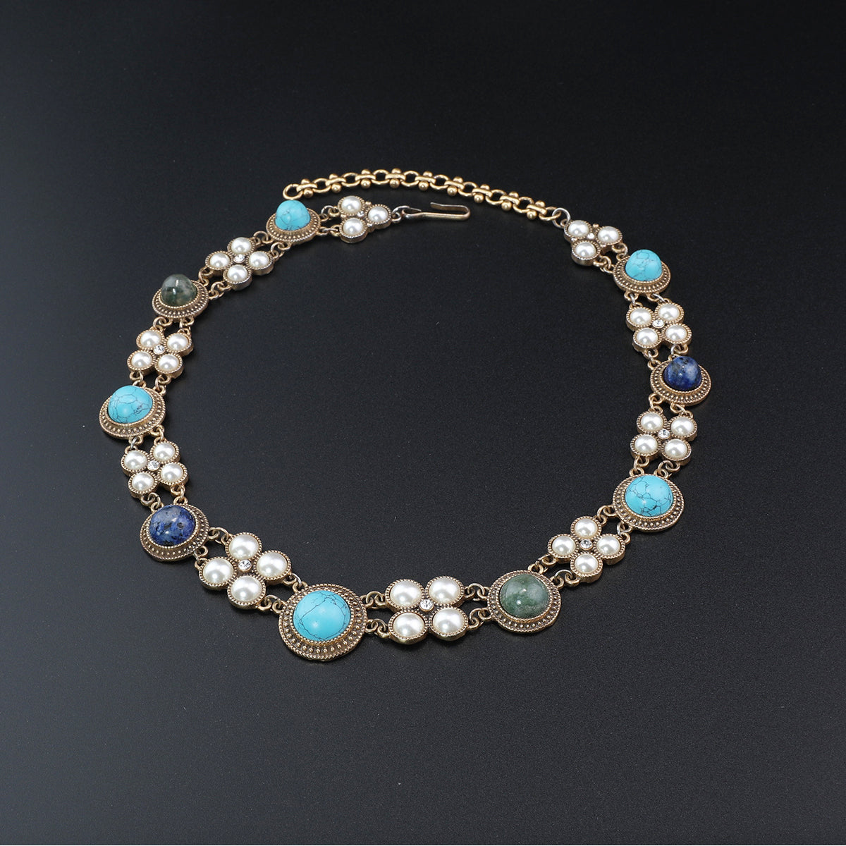 Vintage Turquoise Pearl Necklace and Earrings Set