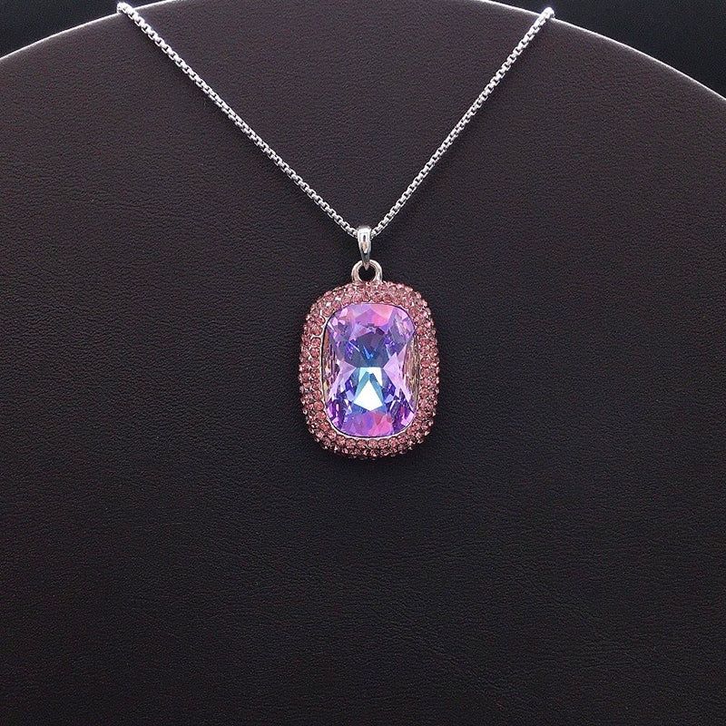 Trendy Aurora Borealis Rectangle Crystal Necklace for Casual Outings & Night Outs
