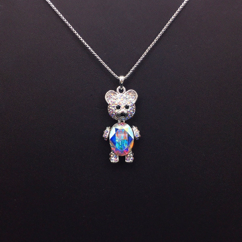 Luxury - Look Silver Teddy Bear Pendant Necklace for Holiday Gifting