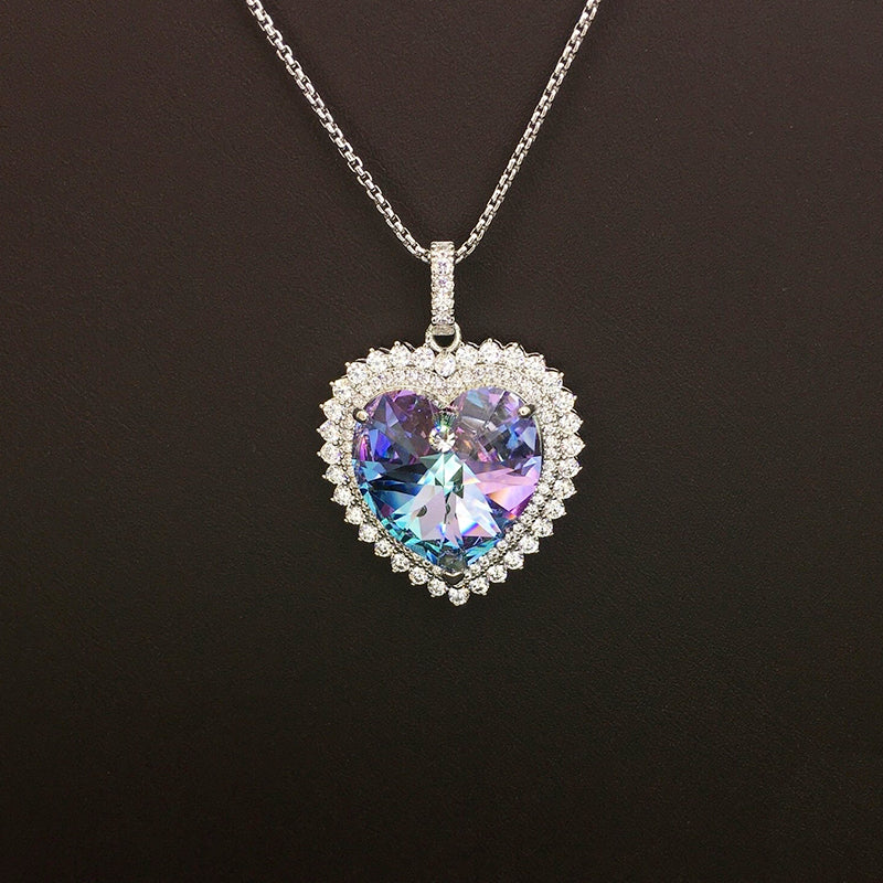 Dazzling Silver & Blue Crystal Heart Jewelry Piece for Special Occasions