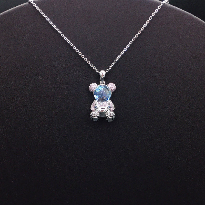 Dazzling Silver and Pink Crystal Teddy Bear Jewelry for Special Occasions