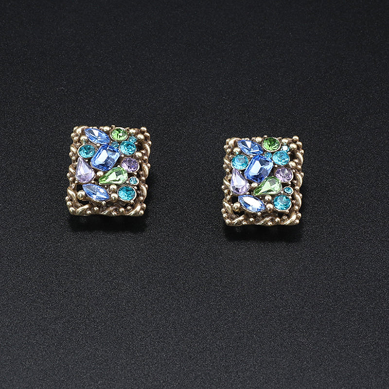 Fashionable retro geometric diamond inlaid series