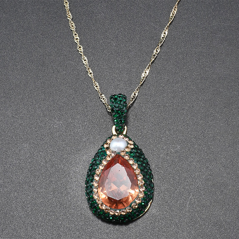 Elegant Gold Jewelry Set with Green and Orange Gemstones for Formal Galas