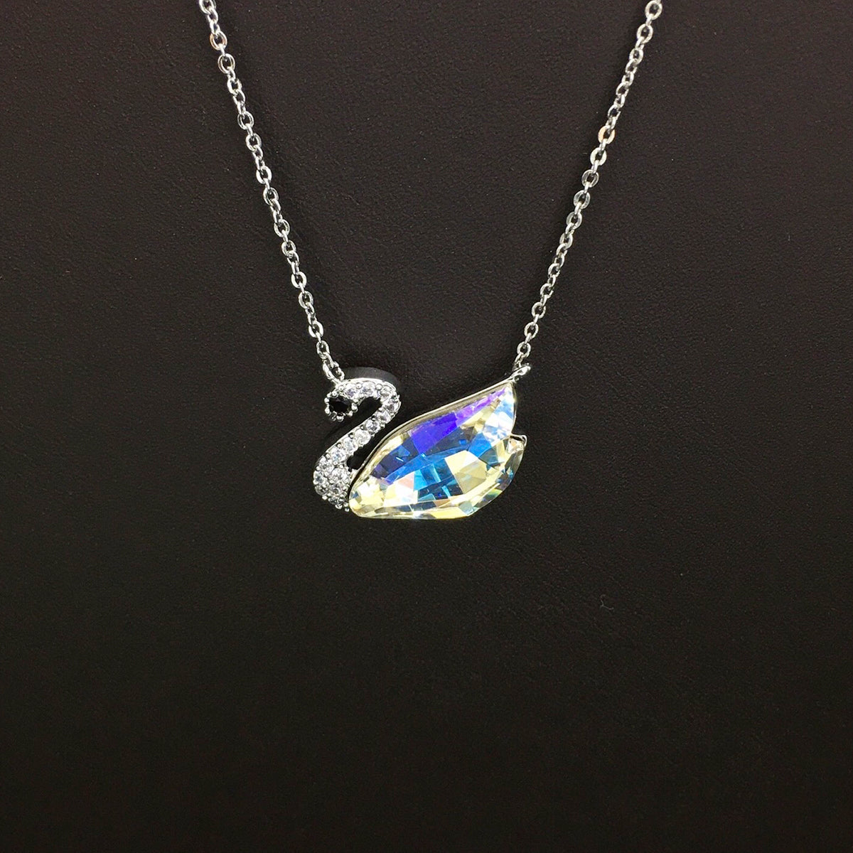 Sparkling Blue Crystal Swan Necklace for Elegant Evening Events