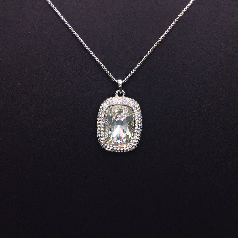Trendy Aurora Borealis Rectangle Crystal Necklace for Casual Outings & Night Outs